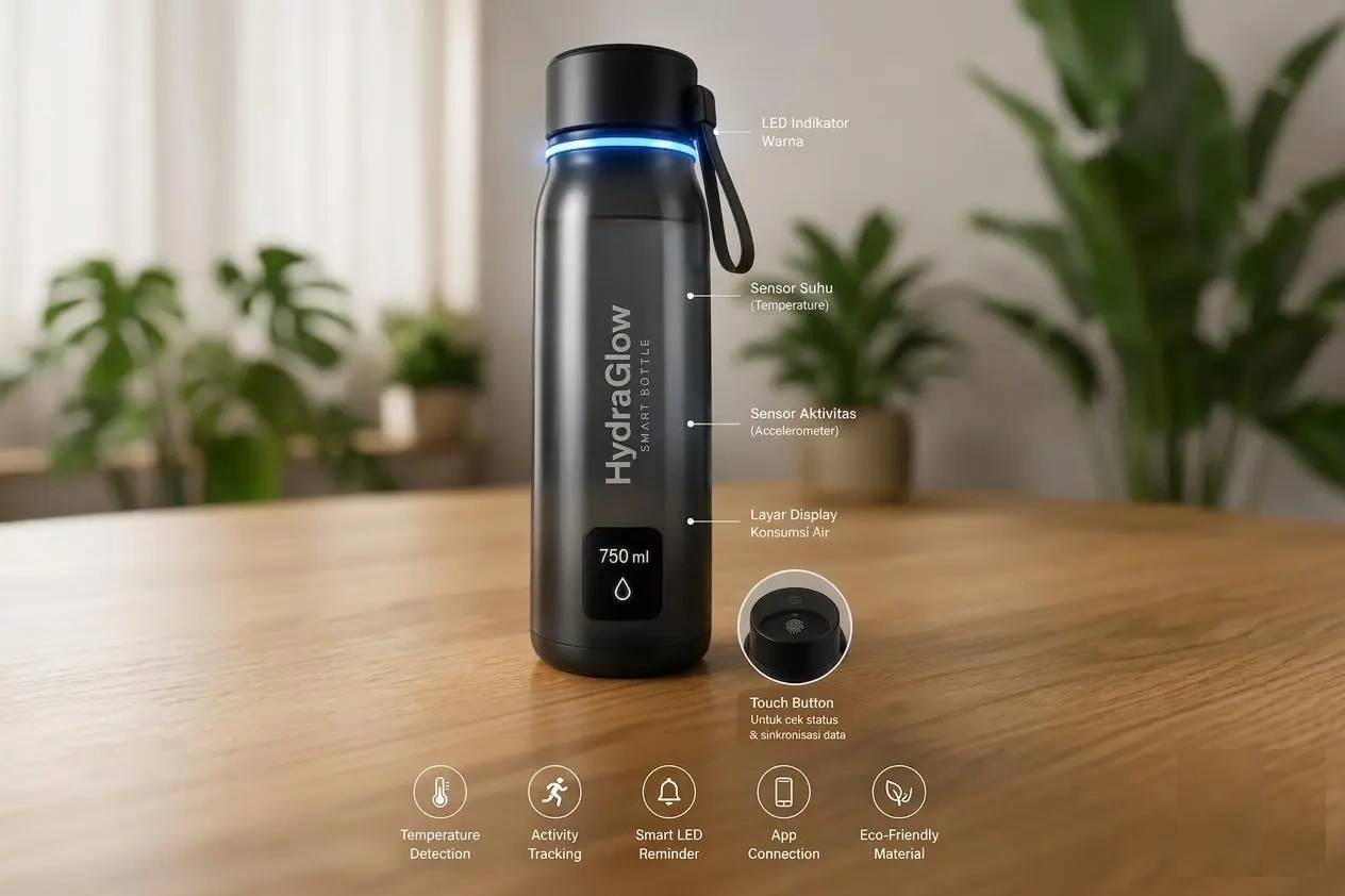 HydraGlow Smart Bottle Features Diagram